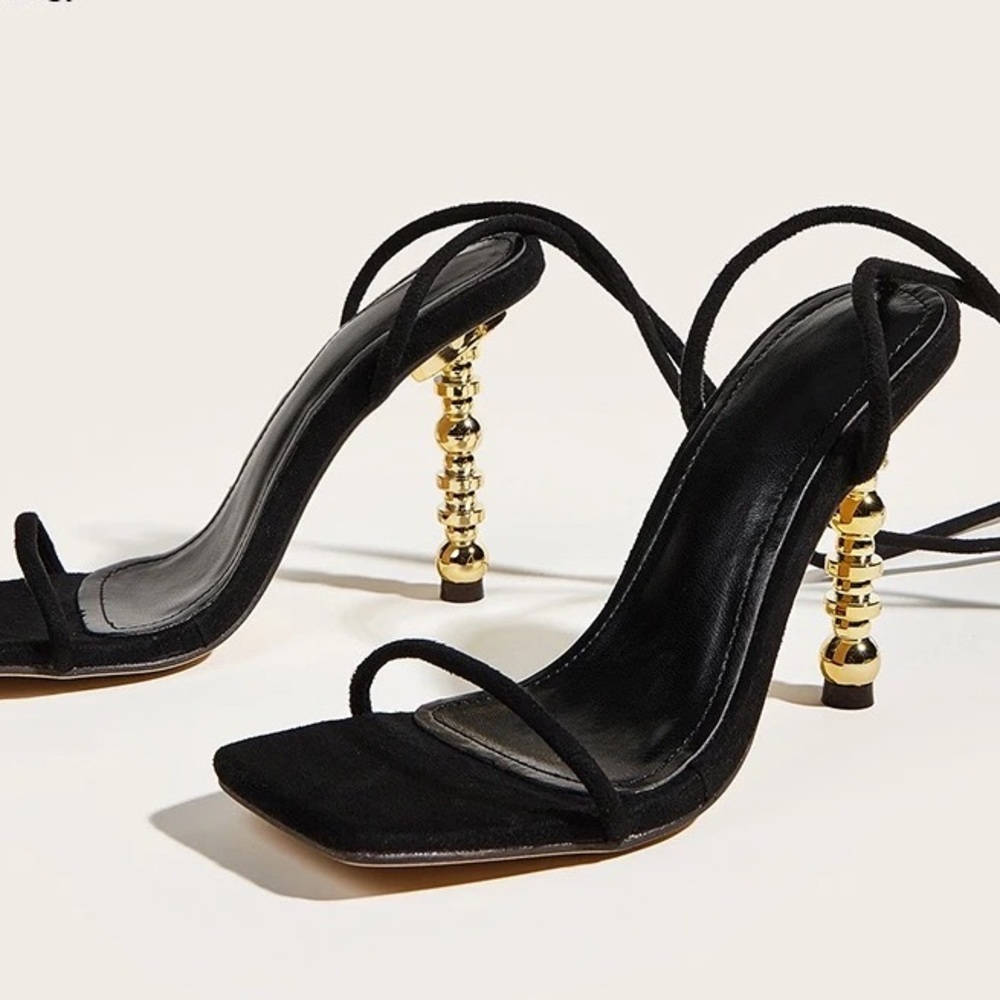 Gold Lace up Heels